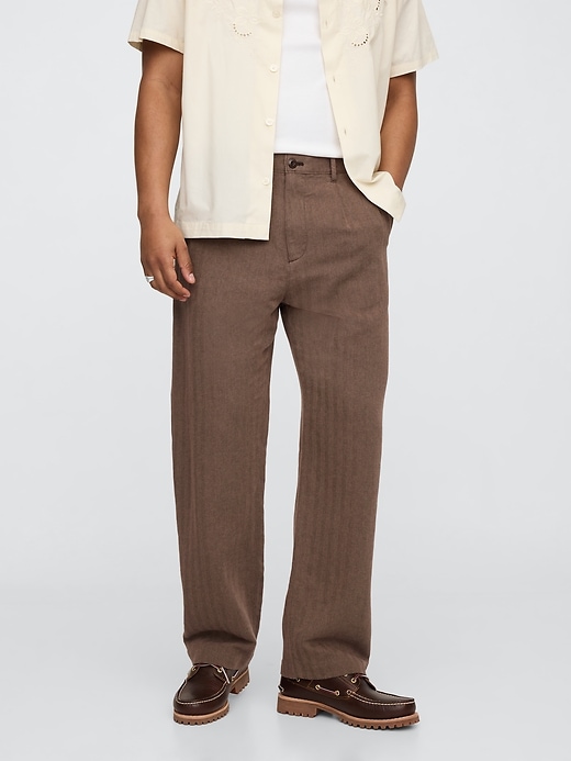 Image number 2 showing, Linen-Cotton '90s Loose Pleated Khakis