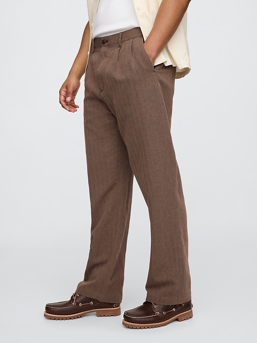 Image number 3 showing, Linen-Cotton '90s Loose Pleated Khakis