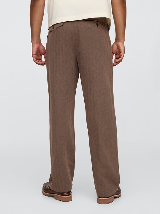 Image number 4 showing, Linen-Cotton '90s Loose Pleated Khakis