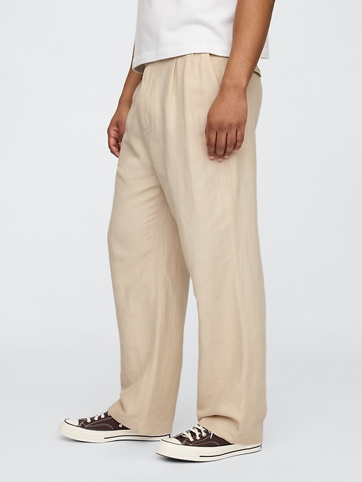 Image number 3 showing, Linen-Cotton '90s Loose Pleated Khakis