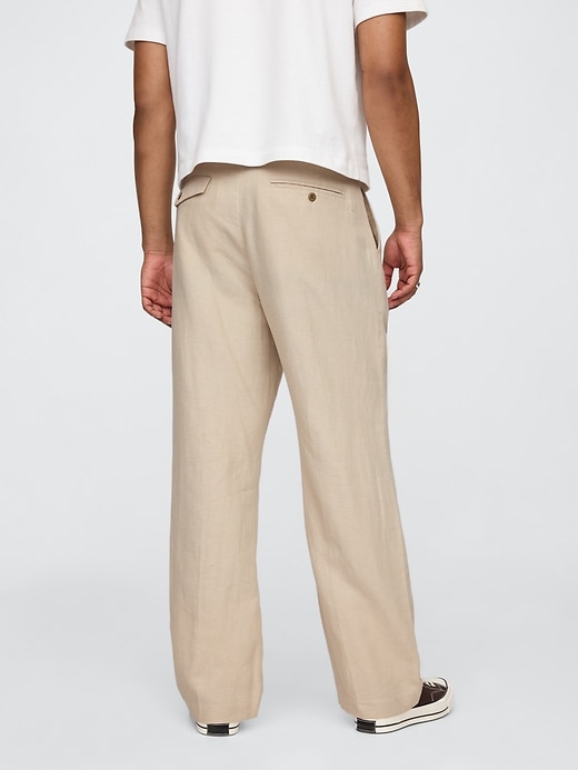 Image number 4 showing, Linen-Cotton '90s Loose Pleated Khakis