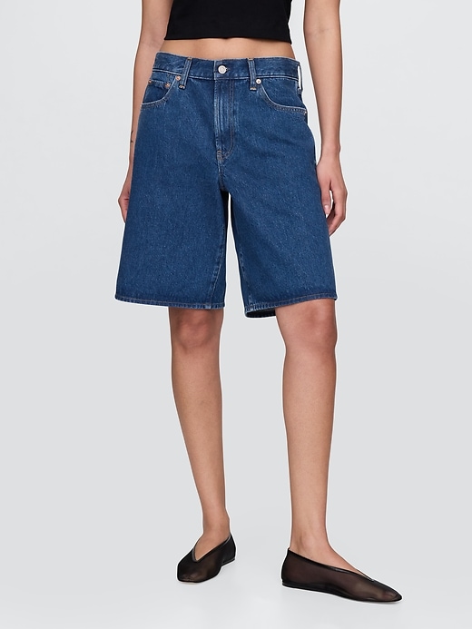 Image number 2 showing, 11.5"  Mid Rise Longline Denim Shorts