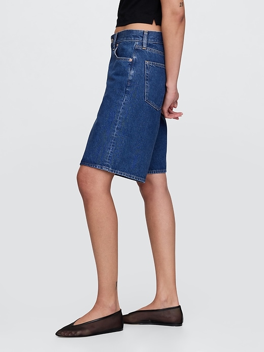 Image number 3 showing, 11.5"  Mid Rise Longline Denim Shorts