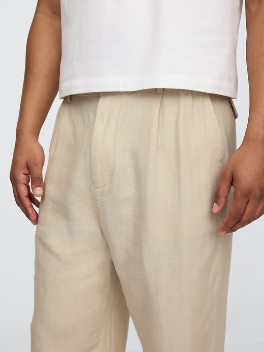 Image number 5 showing, Linen-Cotton '90s Loose Pleated Khakis