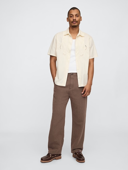 Image number 1 showing, Linen-Cotton '90s Loose Pleated Khakis