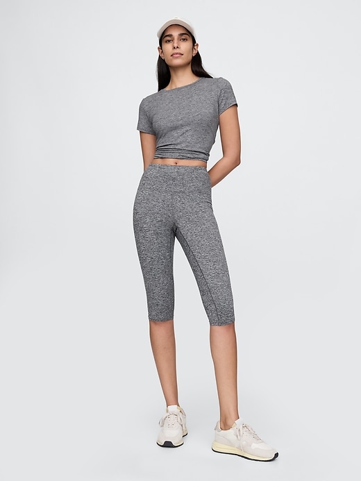 Image number 1 showing, GapFit Lightweight Brushed Jersey Cropped Leggings