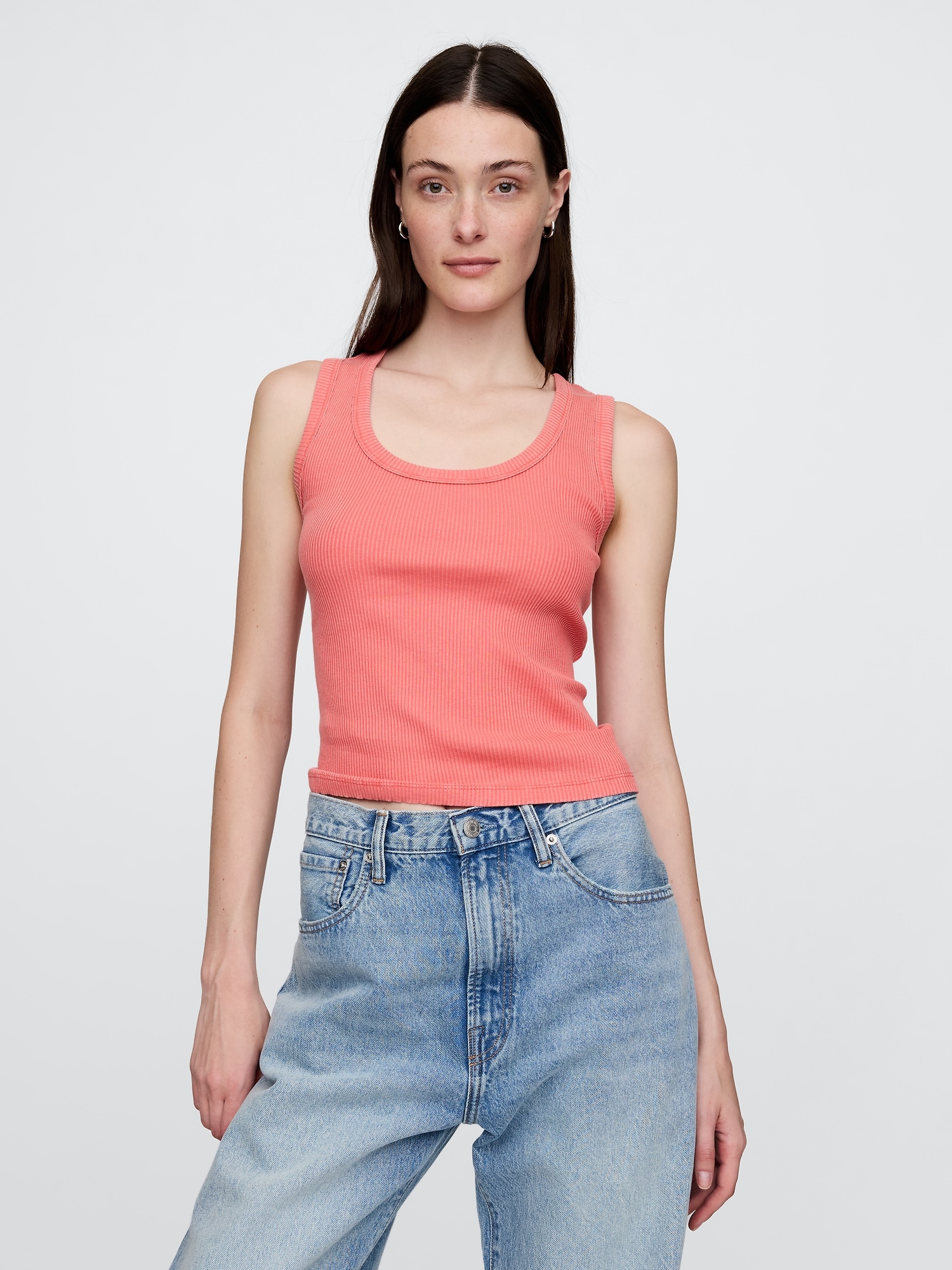 Rib Scoop Tank - Pink