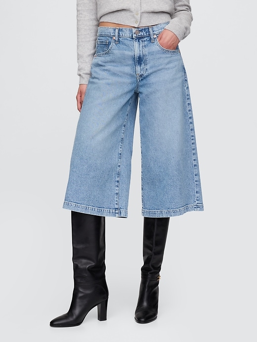 Image number 2 showing, High Rise Denim Culotte Jeans