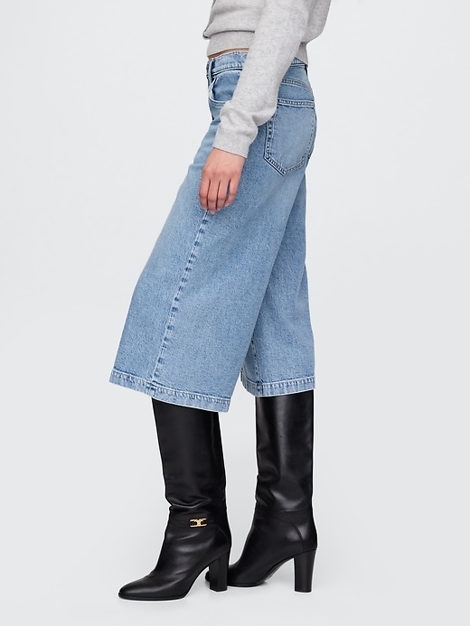 Image number 3 showing, High Rise Denim Culotte Jeans