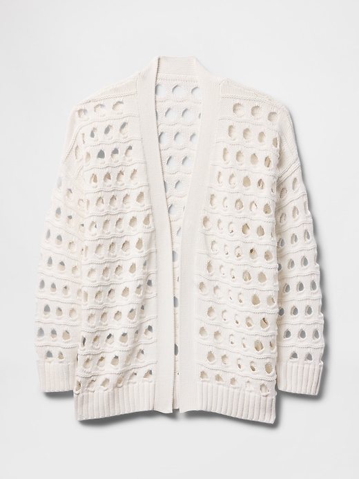 Image number 5 showing, 100% Cotton Oversized Pointelle Cardigan