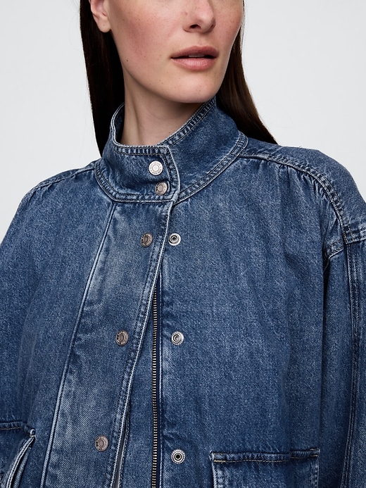 Image number 4 showing, UltraSoft Denim Bomber Jacket