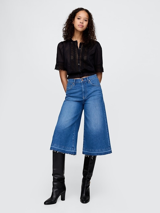 Image number 1 showing, High Rise Denim Culotte Jeans