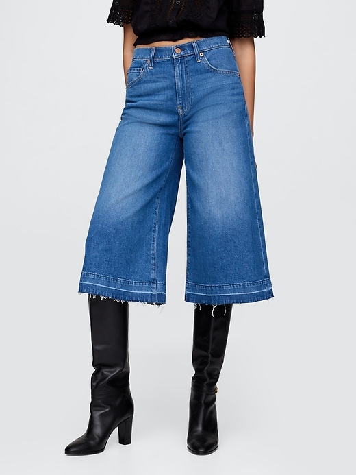 Image number 2 showing, High Rise Denim Culotte Jeans