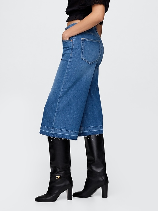 Image number 3 showing, High Rise Denim Culotte Jeans