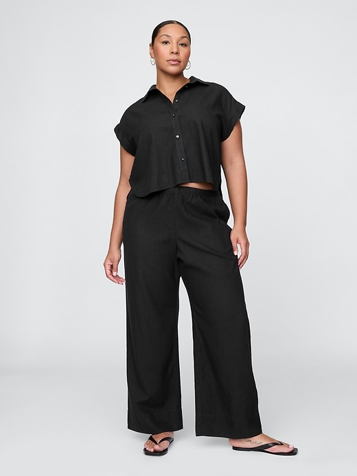 Image number 5 showing, Linen-Blend Easy Wide-Hem Pants