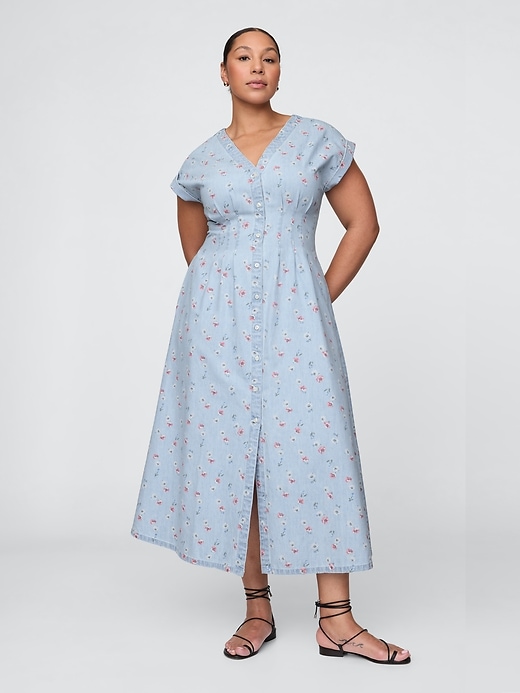 Image number 5 showing, Pleated Denim Maxi Dress