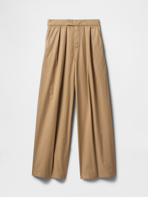 Image number 6 showing, High Rise Twill Pleated Wide-Leg Khakis