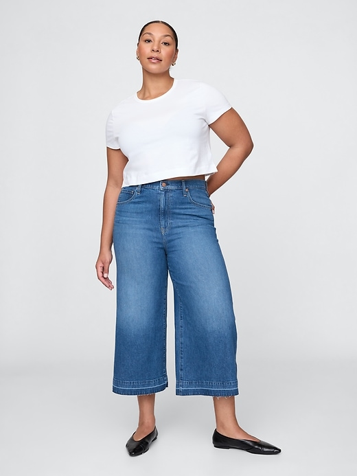 Image number 6 showing, High Rise Denim Culotte Jeans