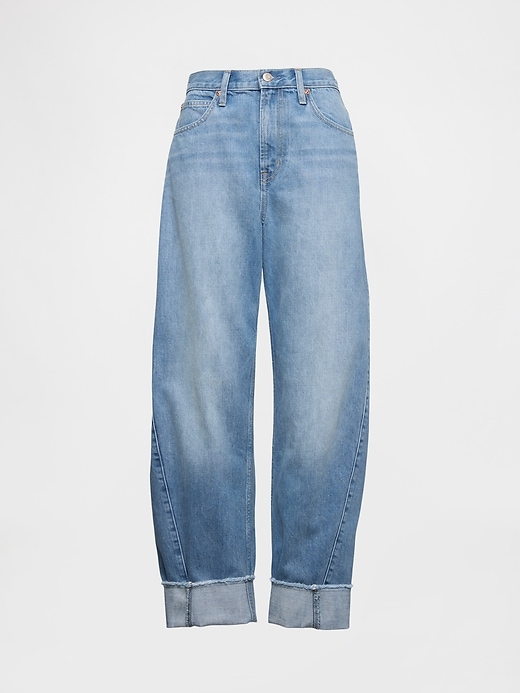 Image number 6 showing, High Rise Cuffed Barrel Jeans