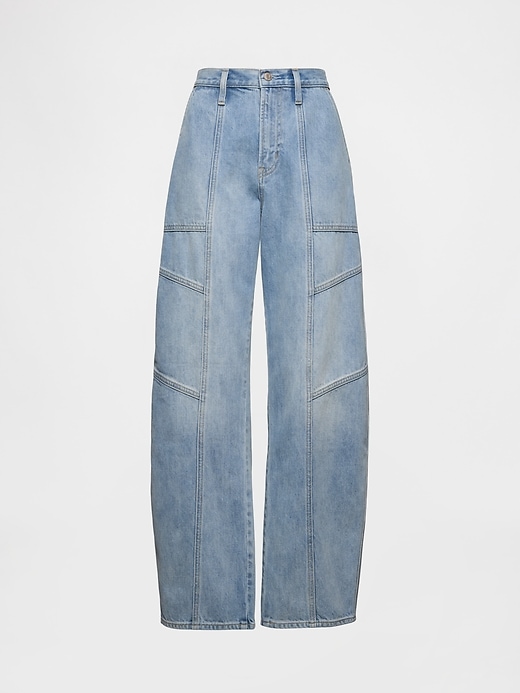 Image number 6 showing, High Rise Seamed Barrel Jeans