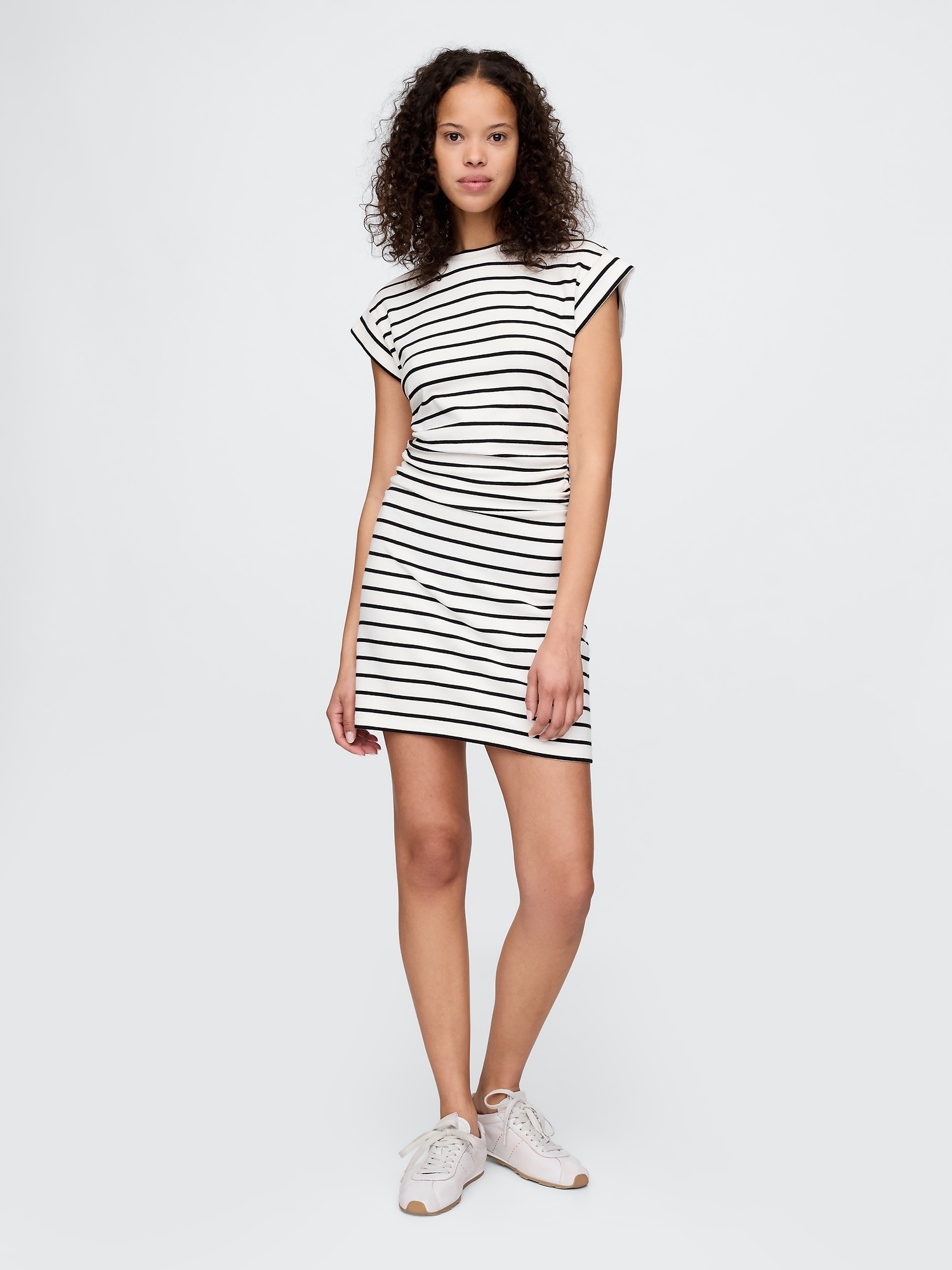 Modern Rib Ruched Mini Dress