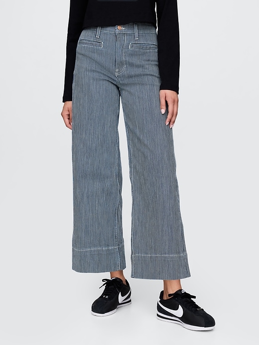 Image number 2 showing, High Rise Stride Wide-Leg Ankle Jeans