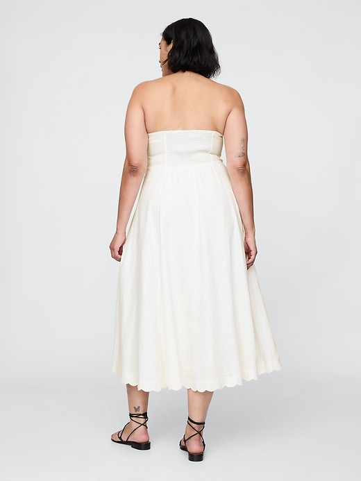 Image number 6 showing, Linen-Blend Scalloped Midi Dress