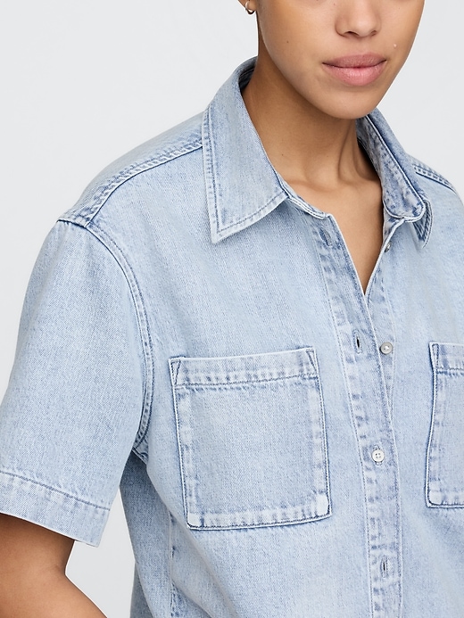 Image number 4 showing, UltraSoft Cropped Denim Shirt