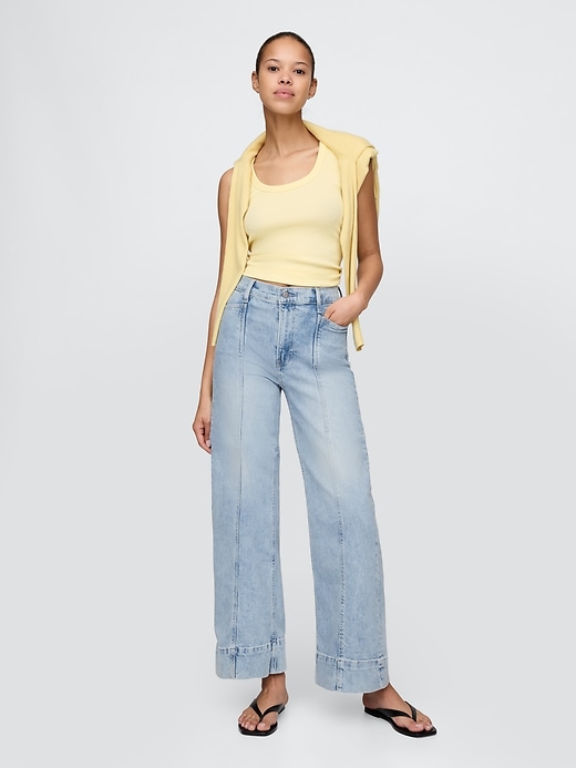 Image number 1 showing, High Rise Stride Wide-Leg Ankle Jeans