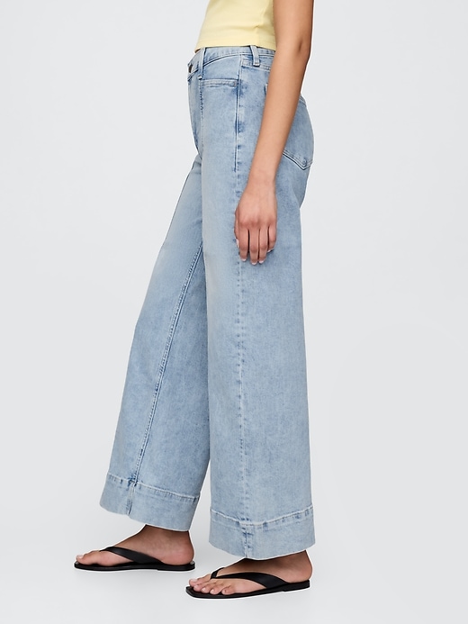 Image number 3 showing, High Rise Stride Wide-Leg Ankle Jeans