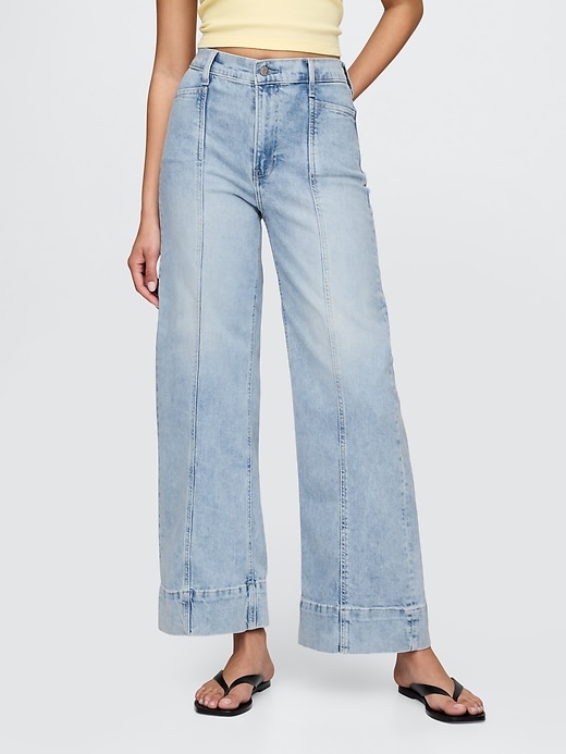 Image number 2 showing, High Rise Stride Wide-Leg Ankle Jeans