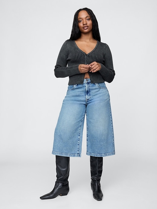 Image number 6 showing, High Rise Denim Culotte Jeans