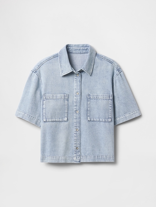 Image number 5 showing, UltraSoft Cropped Denim Shirt