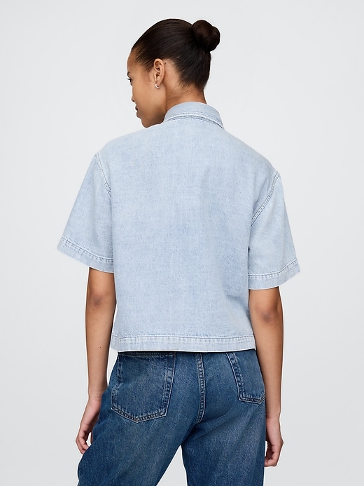 Image number 2 showing, UltraSoft Cropped Denim Shirt