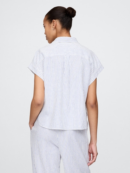 Image number 2 showing, Linen-Blend Cropped Shirt