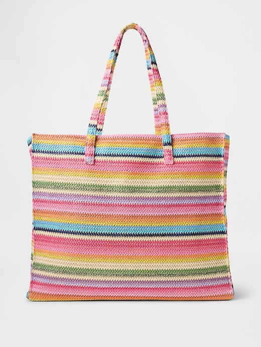 Image number 1 showing, Rainbow Straw Tote Bag