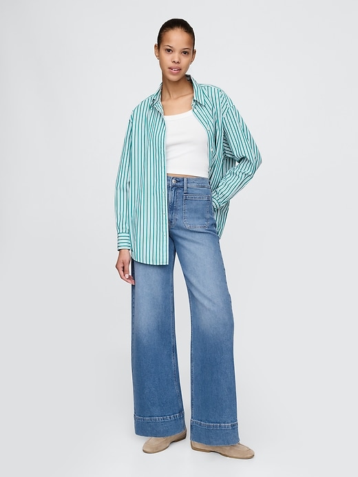 Image number 1 showing, High Rise Stride Wide-Leg Jeans