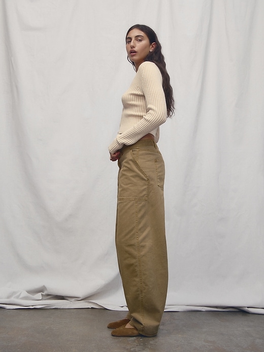 Image number 8 showing, Mid Rise Twill Barrel Pants