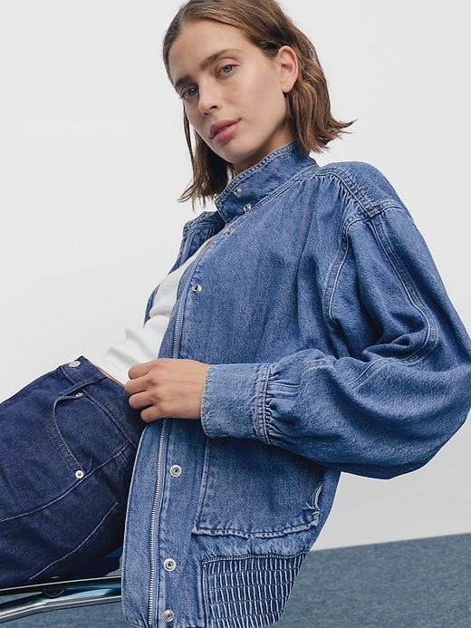 Image number 6 showing, UltraSoft Denim Bomber Jacket