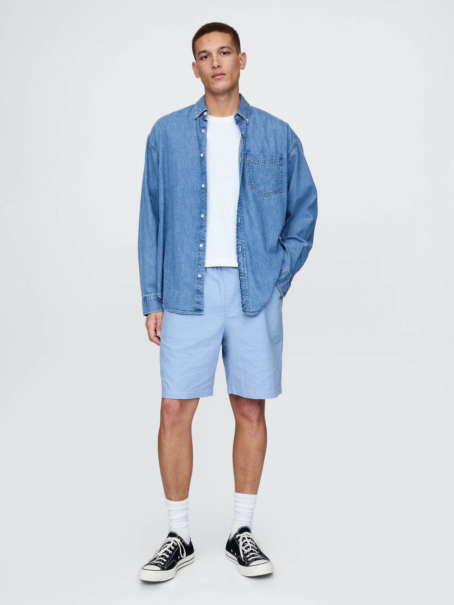 Linen-Cotton Easy Shorts