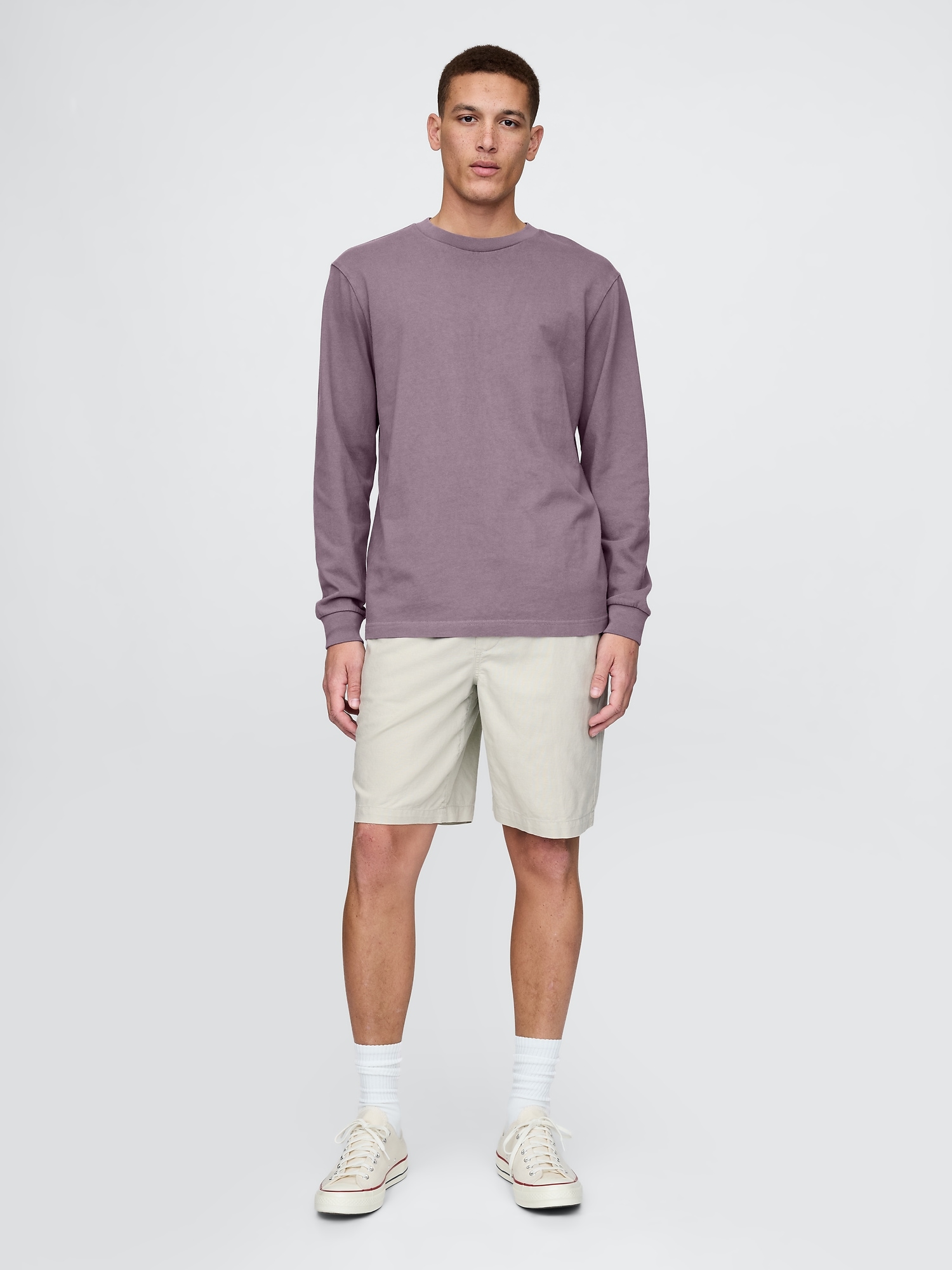 Linen-Cotton Easy Shorts - Gray