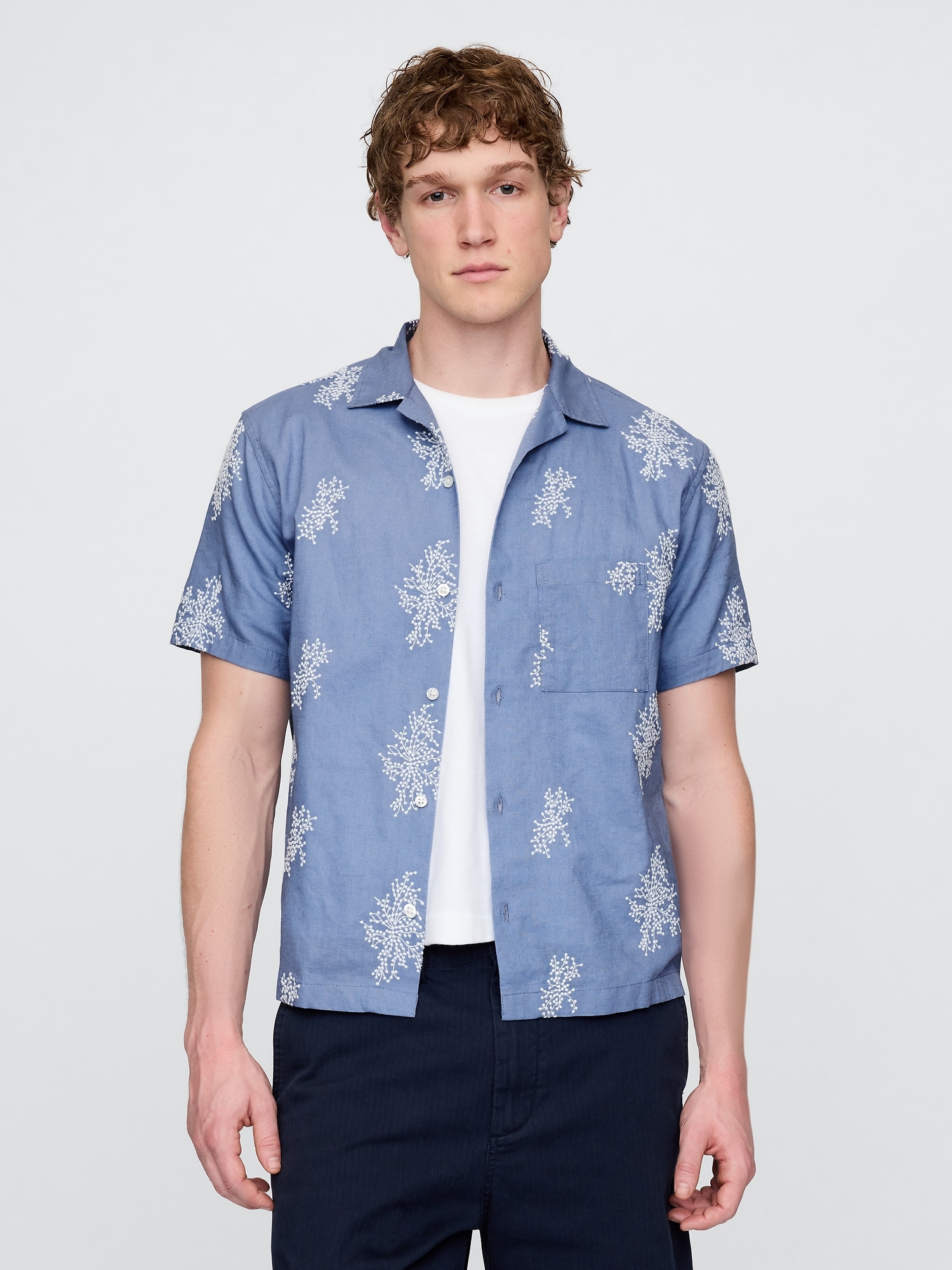 Linen-Cotton Shirt - Blue