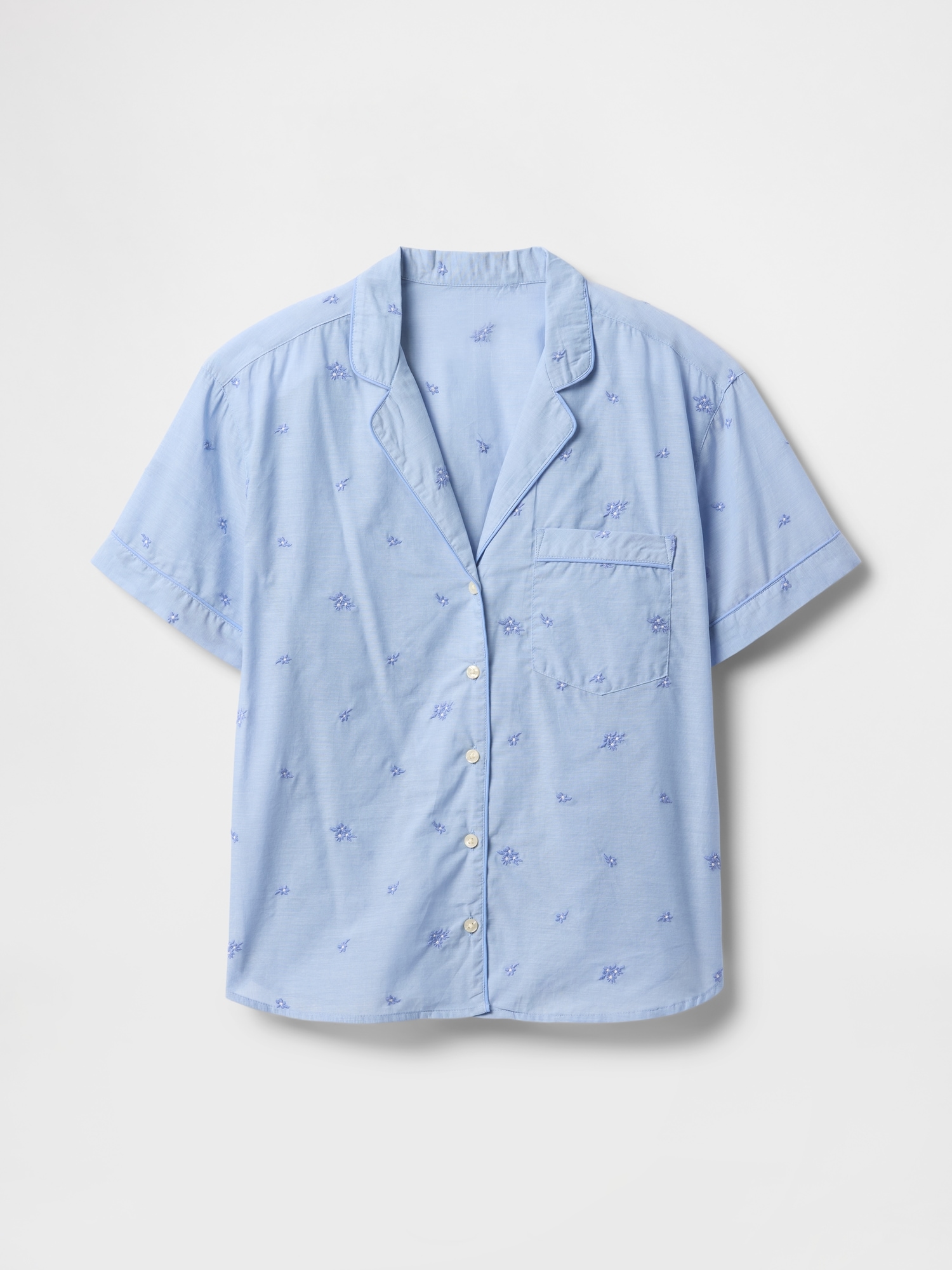 Embroidered PJ Shirt - Blue