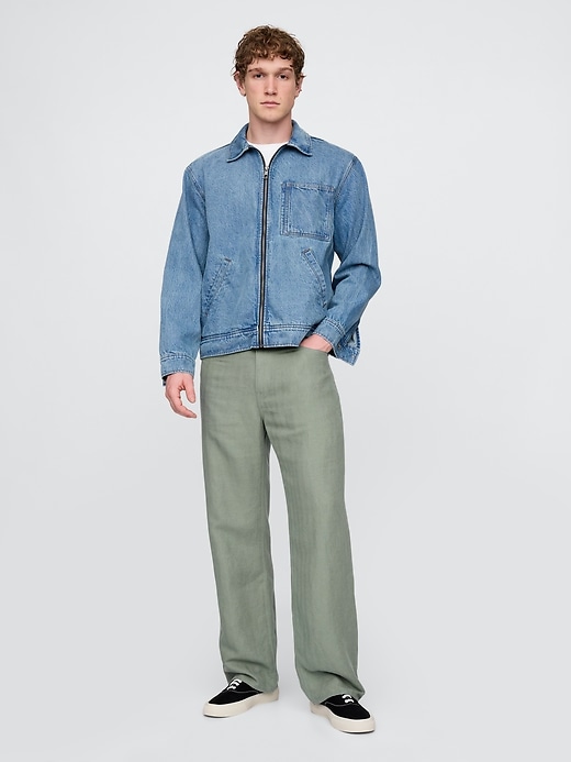 Image number 1 showing, Linen-Cotton '90s Loose Herringbone Pants