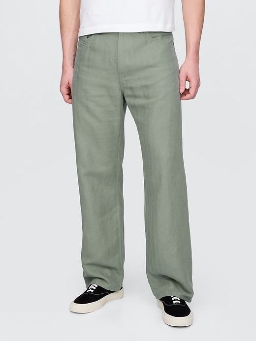 Image number 2 showing, Linen-Cotton '90s Loose Herringbone Pants