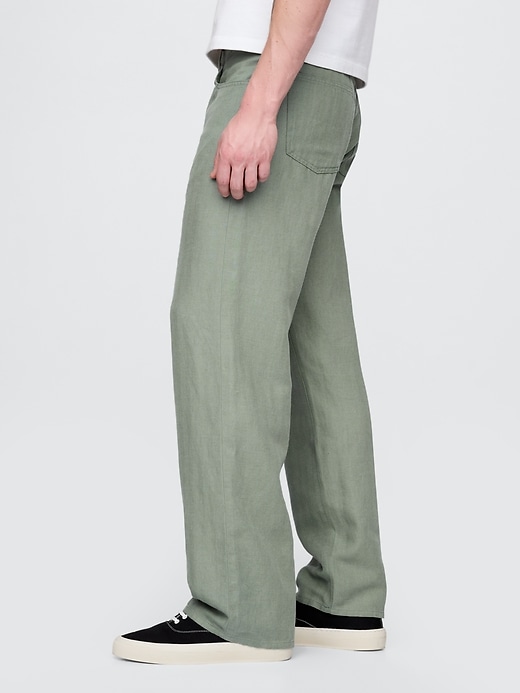 Image number 3 showing, Linen-Cotton '90s Loose Herringbone Pants