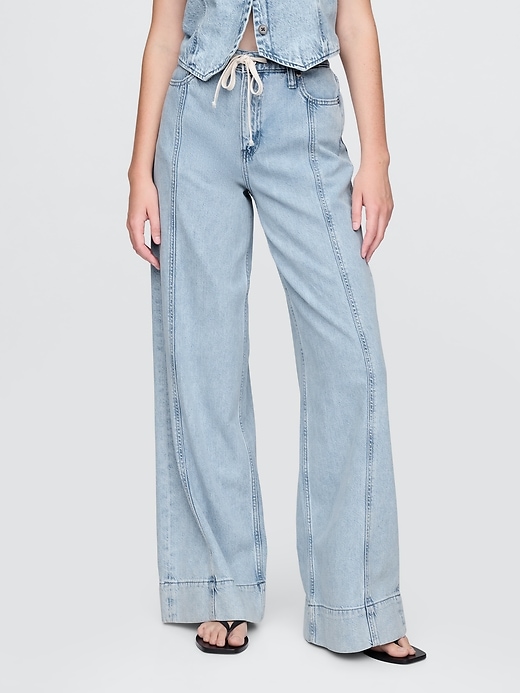 Image number 2 showing, Mid Rise UltraSoft Denim Baggy Trousers