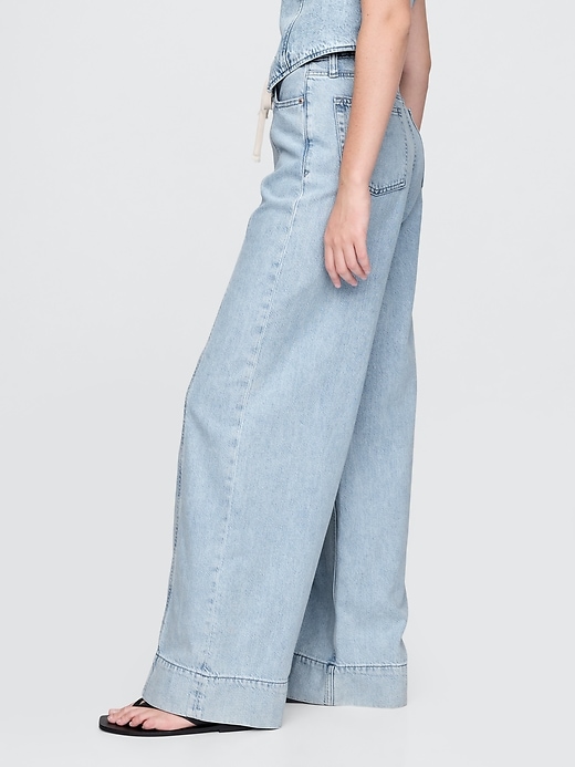 Image number 3 showing, Mid Rise UltraSoft Denim Baggy Trousers