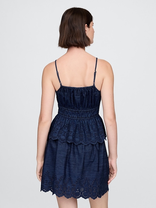 Image number 2 showing, Smocked Eyelet Denim Cami