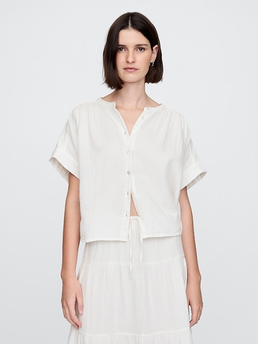 Image number 1 showing, Crinkle Gauze Dolman Shirt